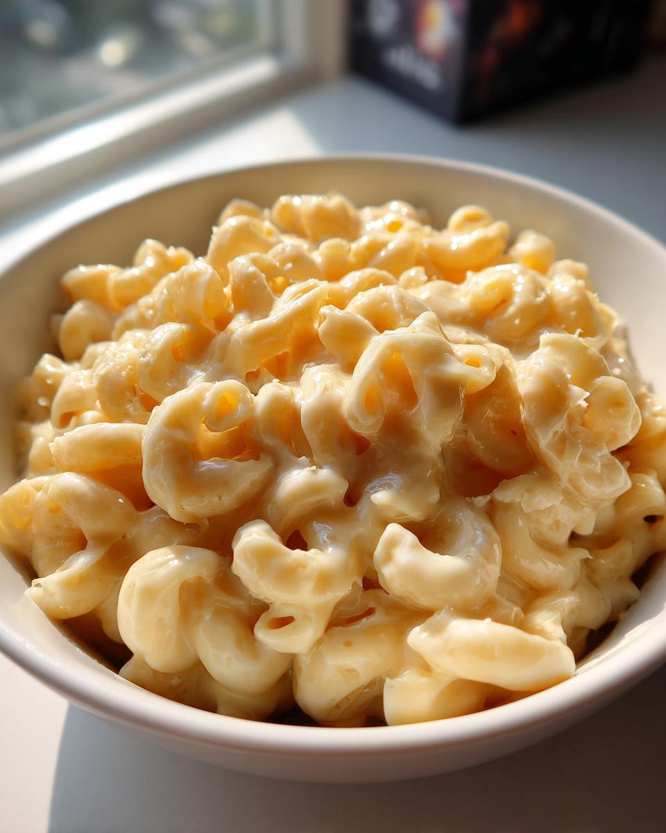 Bowl of creamy Instant Pot mac and cheese, showcasing the cheesy texture and perfectly cooked pasta.