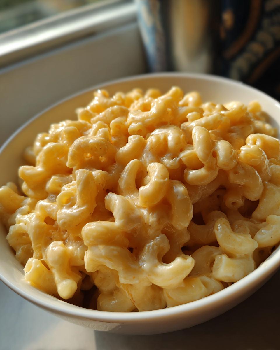 A bowl of creamy Instant Pot mac and cheese, featuring elbow macaroni in a rich, cheesy sauce.