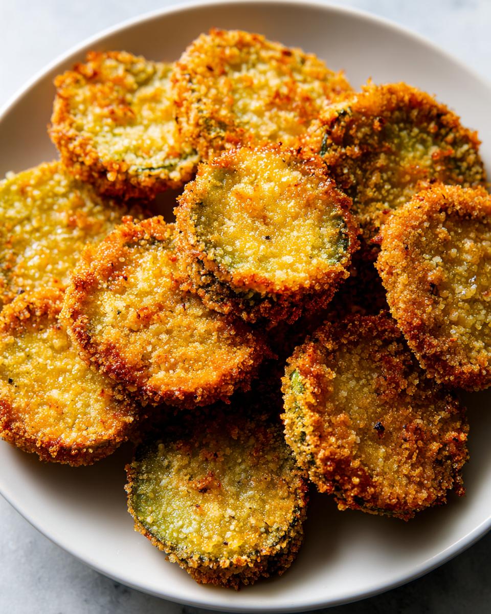 A plate of golden brown, crispy Fried green tomatoes, a Southern delicacy.