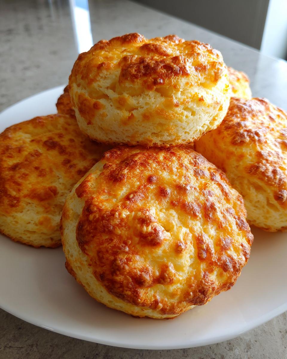 A stack of freshly baked golden cloud bread on a white plate, showcasing their fluffy texture.