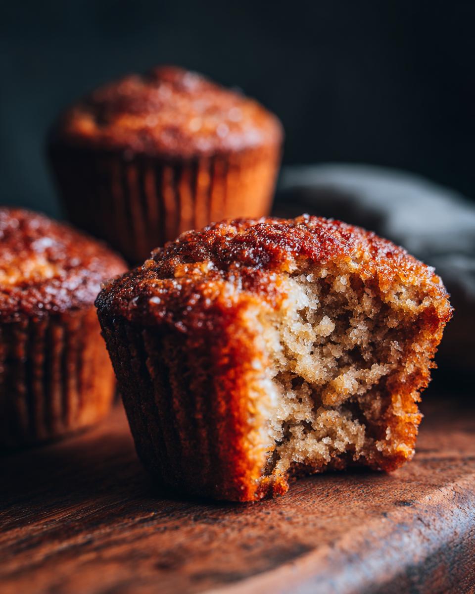 Close-up of a banana oat muffin with a bite taken out, showcasing its texture and deliciousness.