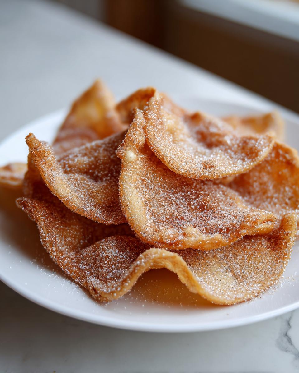 Close-up of light, crispy Buñuelos generously dusted with cinnamon sugar, served on a white plate.
